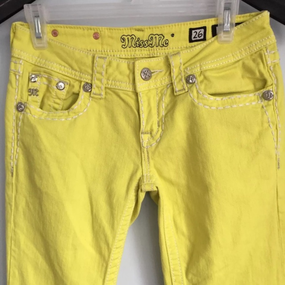 Miss Me Lemon Yellow Skinny Jeans - Picture 2 of 8